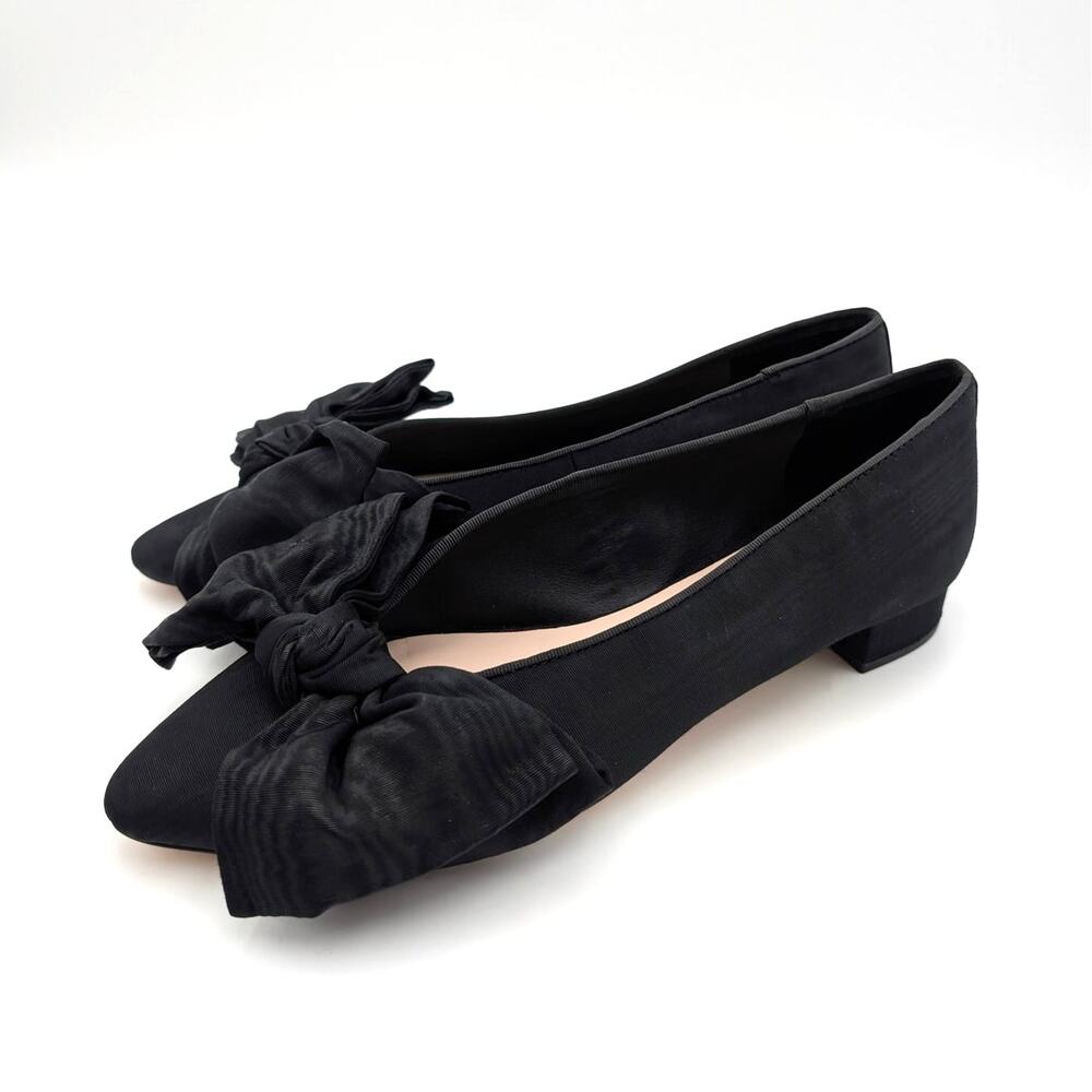 Loeffler Randall Noa Bow Pointed Toe Block Heel Pump Womens Black Size US9B EU39